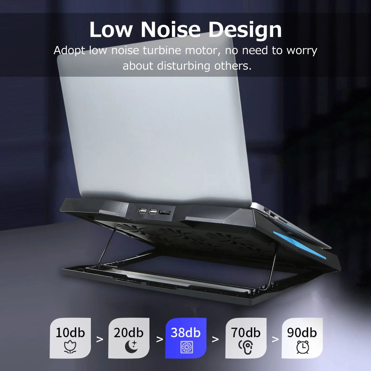 Viewing Low Stand, Cooler Noise Andoer Dissipation Efficient Fans Angle and Laptop for Comfortable 6 Heat