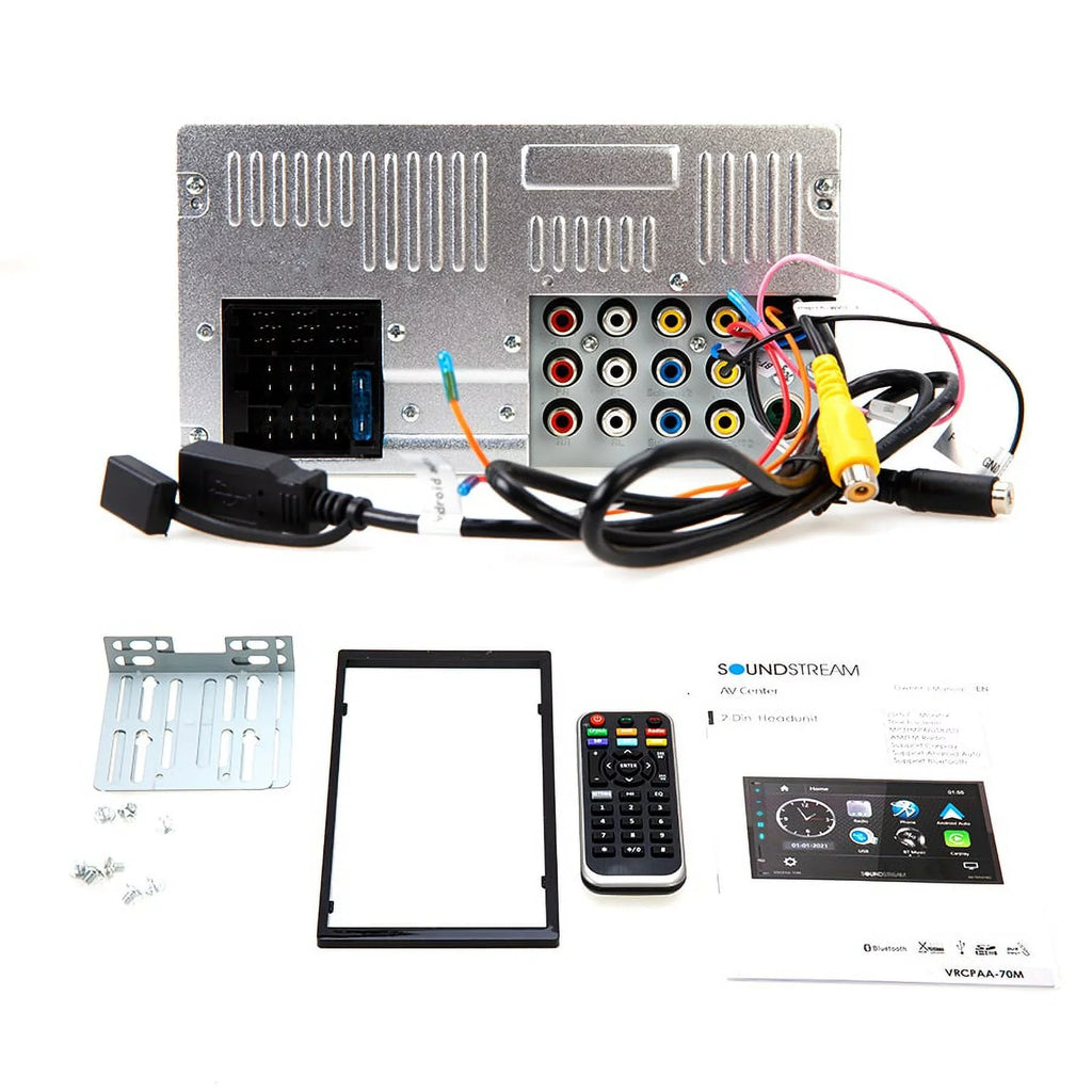 & DIN Double Bluetooth Android +Camera VRCPAA-70M Silver 7" Soundstream CarPlay