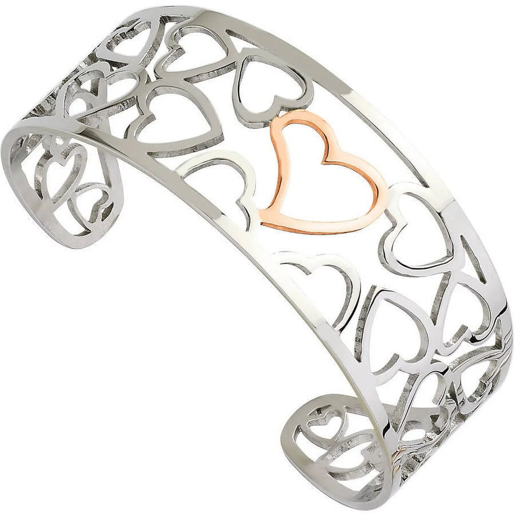 Hearts Cuff Primal Steel Stainless Rose Steel Bangle Plated IP