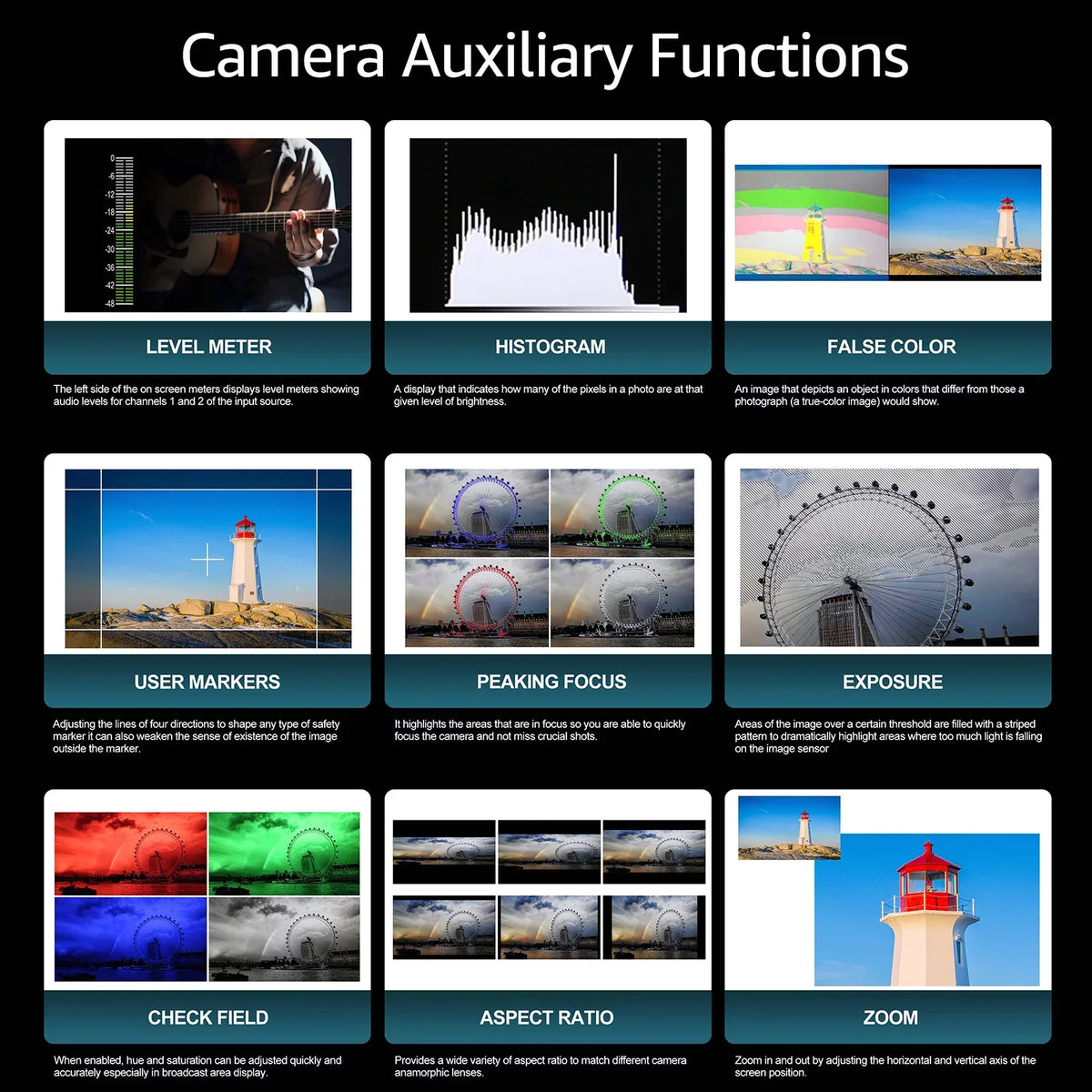 On- & Brightness Monitor Resolution Support H7S Output Full & with 1800nit Ultra HD Photos Functions LILLIPUT 3G-SDI 4K- HDR Viewable 4K Inch Sunlight Taking for 7 Creating Input 3D-LUT Movi