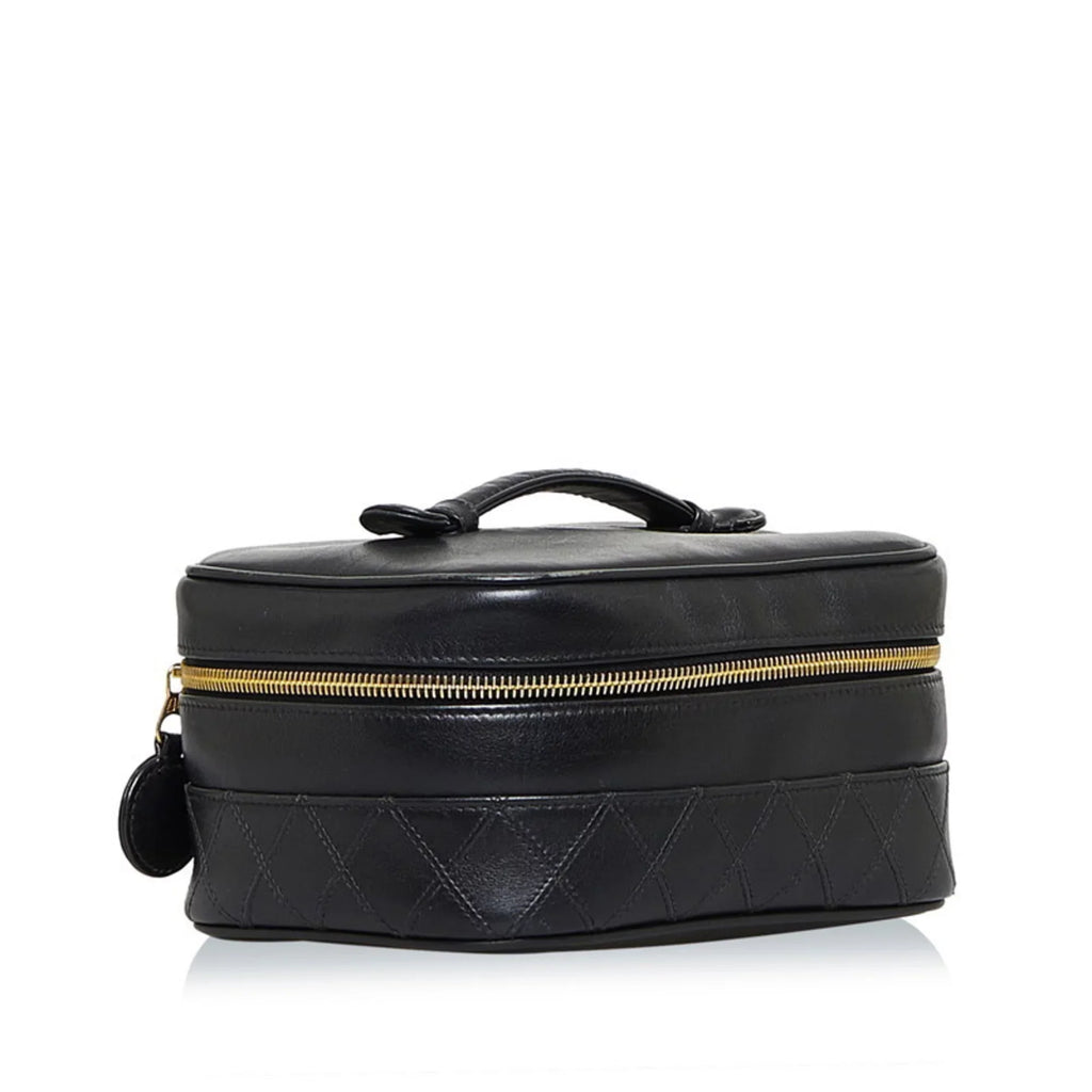 Black Handbag Bag Bicolore Cocomark (Fair) Vanity Pre-Owned Ladies Lambskin