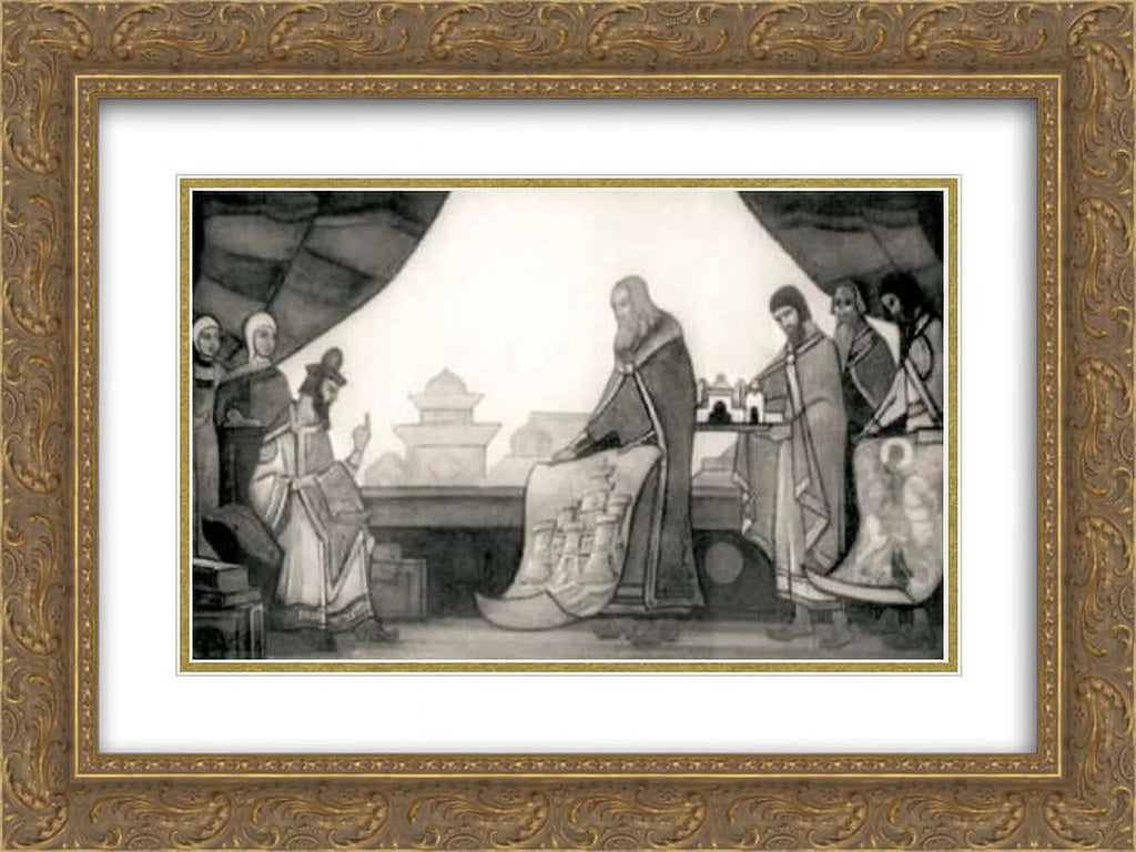 Matted glad 2x 'Yaroslav Print Framed Roerich Kiev' Gold is 24x18 Ornate Nicholas Art for