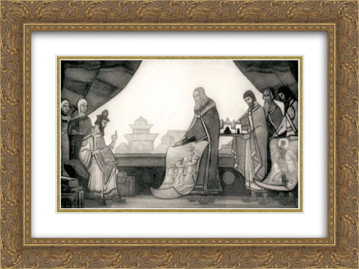 Matted glad 2x 'Yaroslav Print Framed Roerich Kiev' Gold is 24x18 Ornate Nicholas Art for