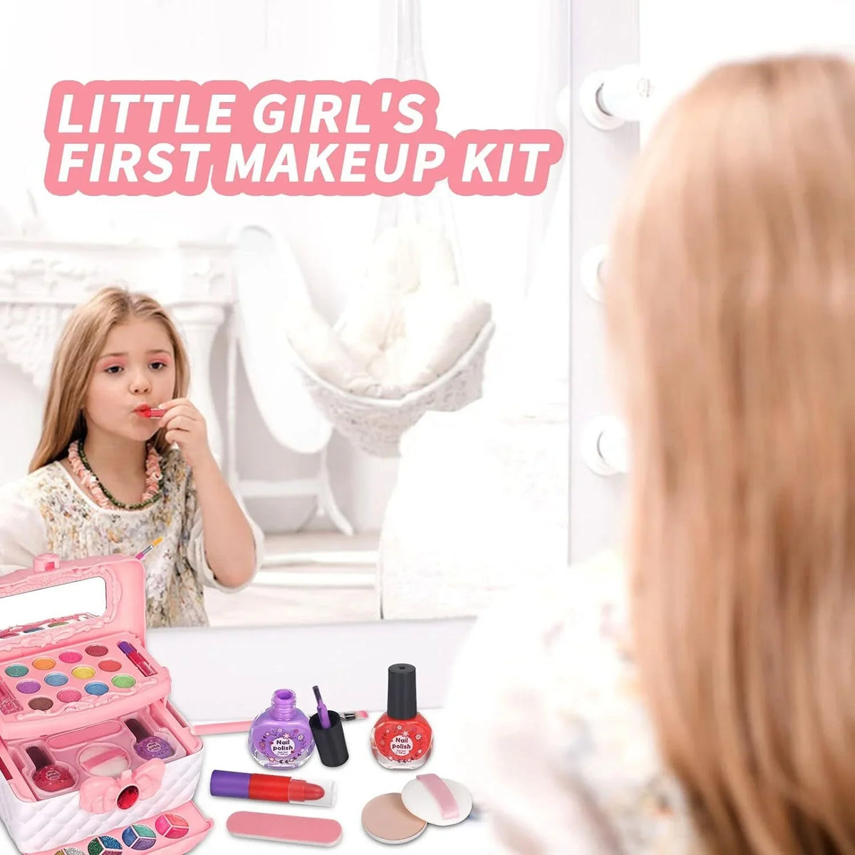 Kids Girls Non-Toxic for Gift, Frozen Set, Washable Birthday 24Pcs Kids Christmas Toys Year Cosmetic & Kit Set Makeup Makeup 3-12 Makeup Real Pink Olds Girls, Toddler Safe Makeup for