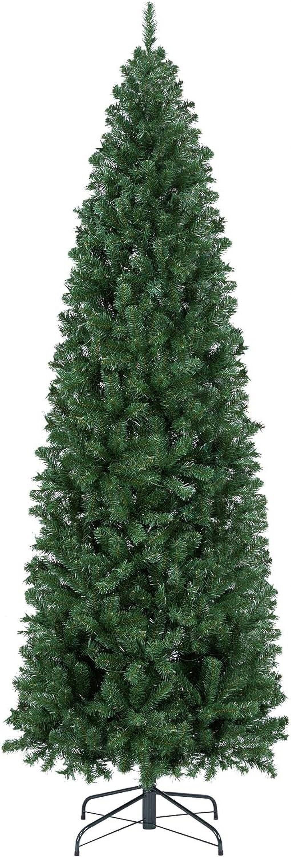 Foldable Includes Green Christmas Slim Holiday Tree Stand Fir Decoration 7.5Ft Artificial Pencil Tree, Tree Kingswood