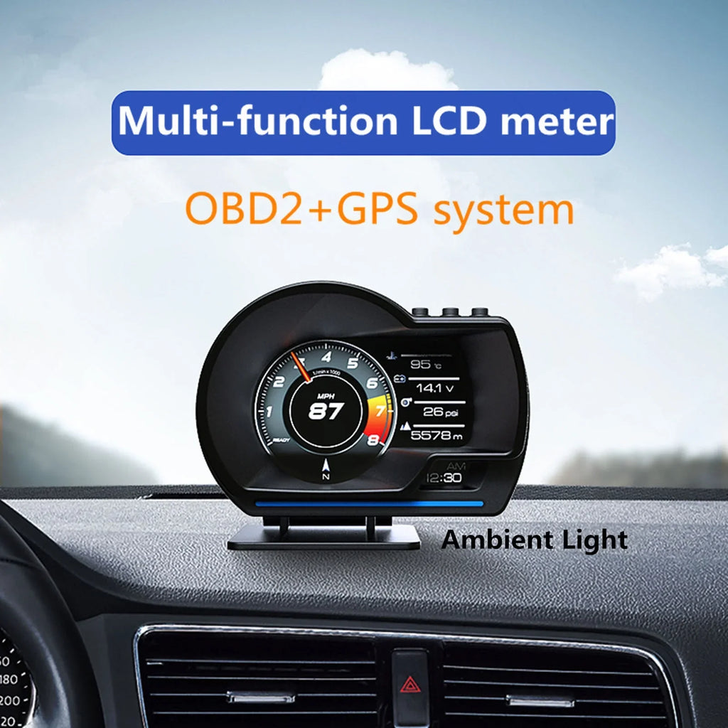 Alarm OBD Safe Definition Fault OBDⅡ+GPS Vehicles Fault Tool Speedometer All Elimination Computer Display, Driving Gauge High Overspeed Car Diagnostic Smart for HUD Car Code