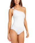 8 One Women's Michael Swimsuit Piece Underwire Embellished Kors White Shoulder One Size