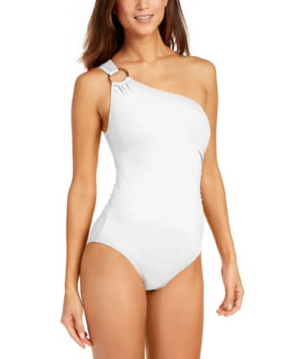 8 One Women's Michael Swimsuit Piece Underwire Embellished Kors White Shoulder One Size