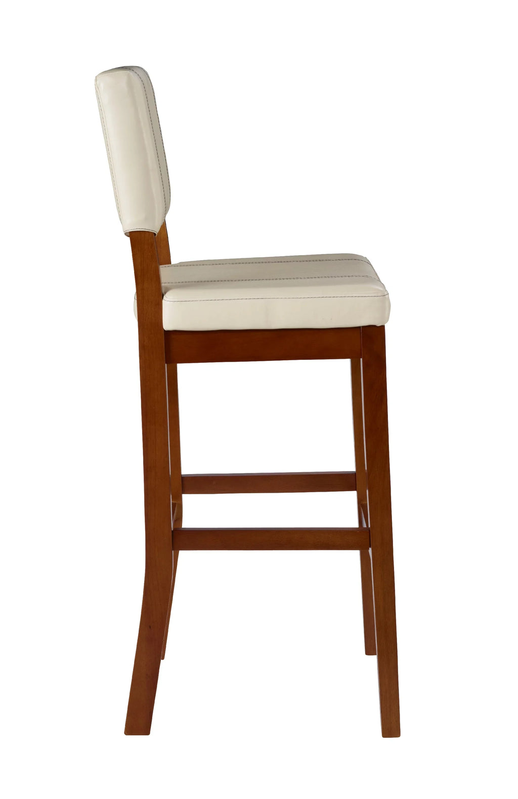 Walnut Finish Stool, Linon Padded Bar 30" Dark Mulberry with Medium PVC Height, Fabric Cream Seat