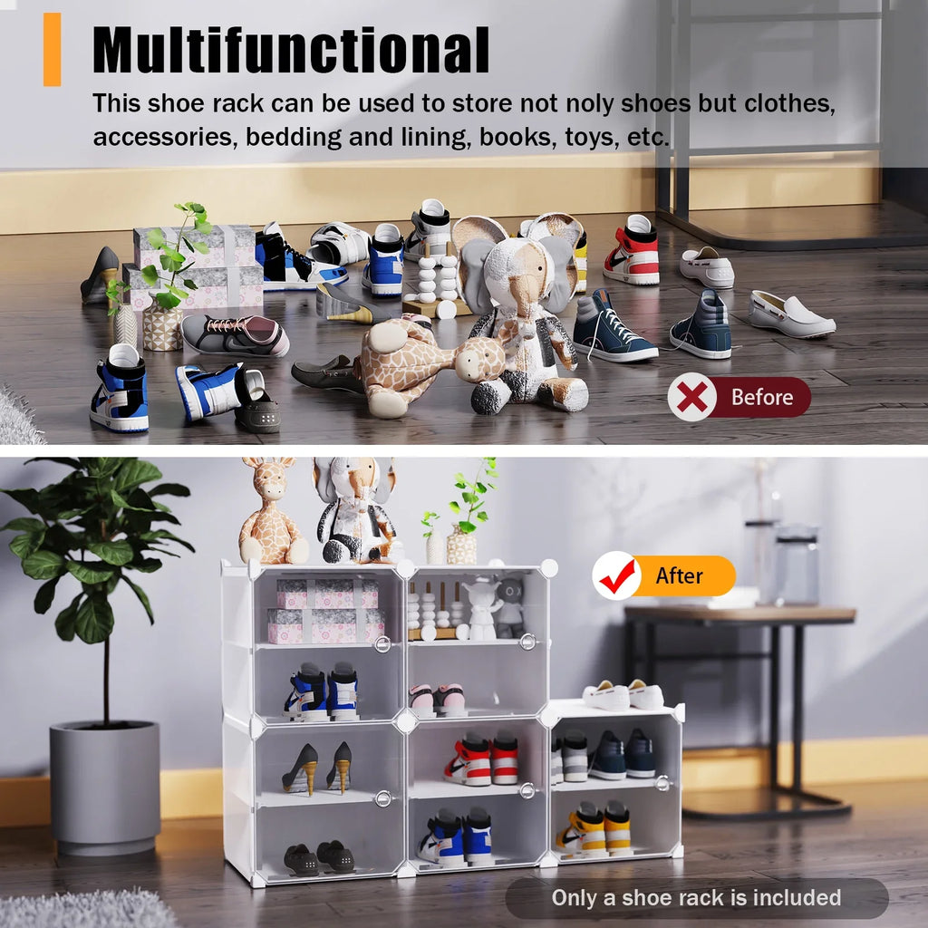Stand Rack Entryway Organizer Plastic 48 Tower Shoe Cabinet Boxes, 12 White Shelf Cubes Shoe Bedroom Tiers Shoe Storage Pairs Storage 96 Closet Modular for Hallway