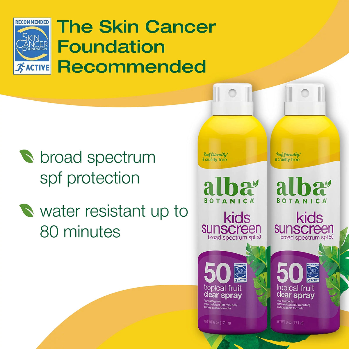 Broad And Hypoallergenic, Fruit For For Kids, Spray Botanica Of (Pack Alba And Face Oz. Water 50, Spf Resistant Spectrum Bottle Kids Fl. Sunscreen Tropical Sunscreen Body, 6 2).
