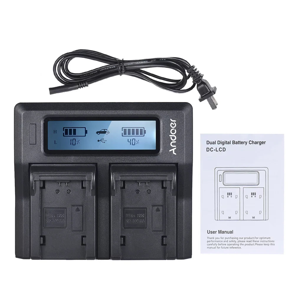LCD for Tomshoo Battery A7RIII Replacement NP-FZ100 A7III Dual A7SIII A9 Channel