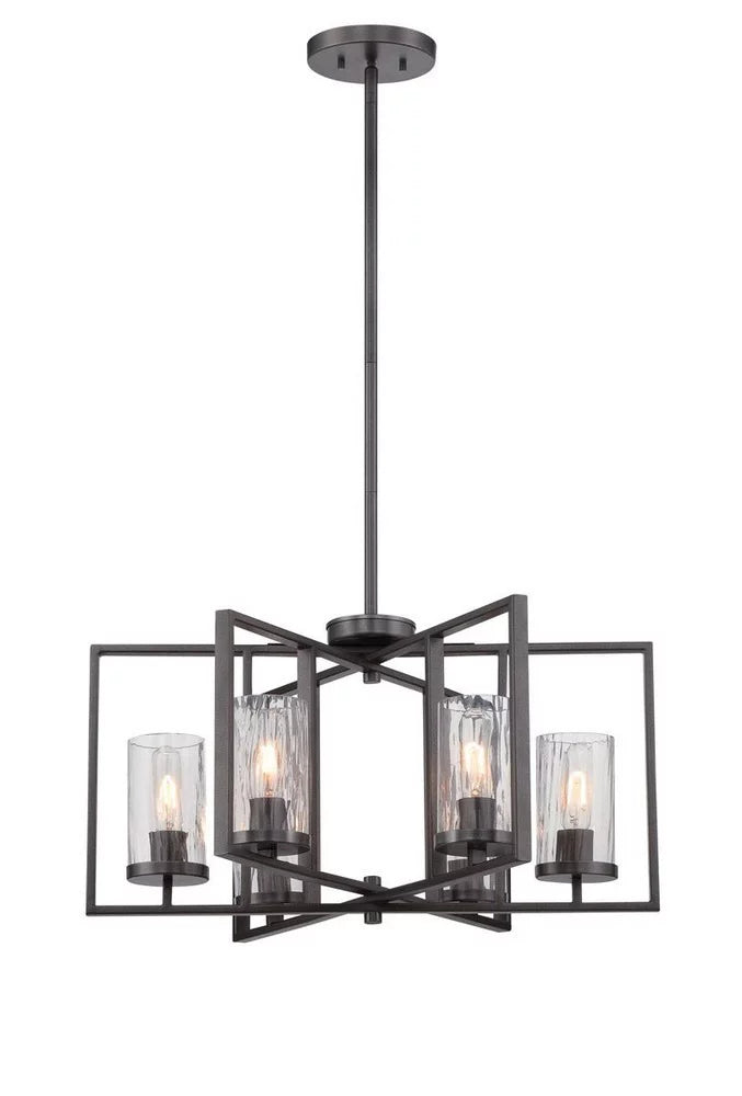 Glass - Fountain Six Chandelier Light with Elements Charcoal Designers Rain Finish 86586-CHA