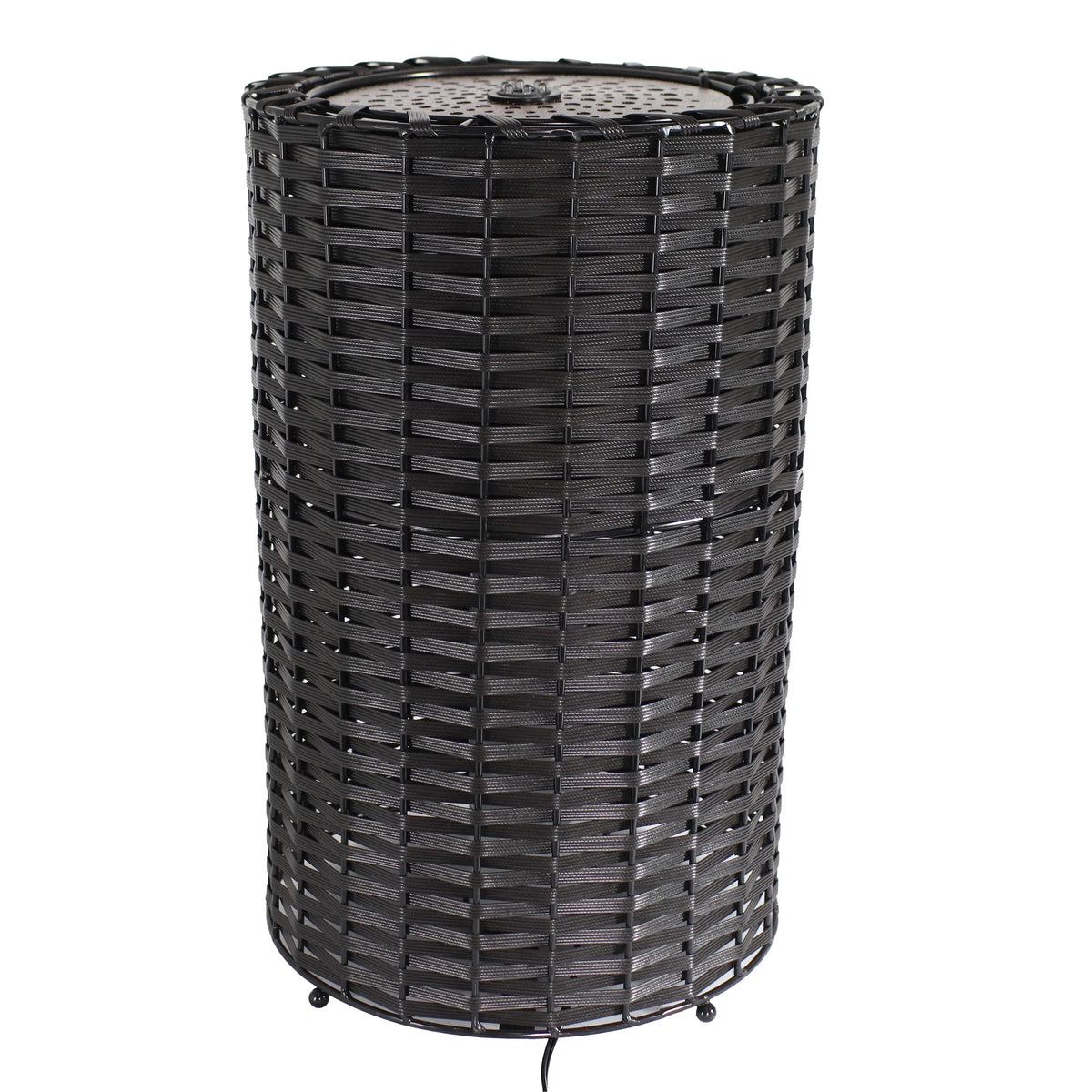 Lights Plastic Cylinder Fountain 20.5" with - Sunnydaze LED Wicker