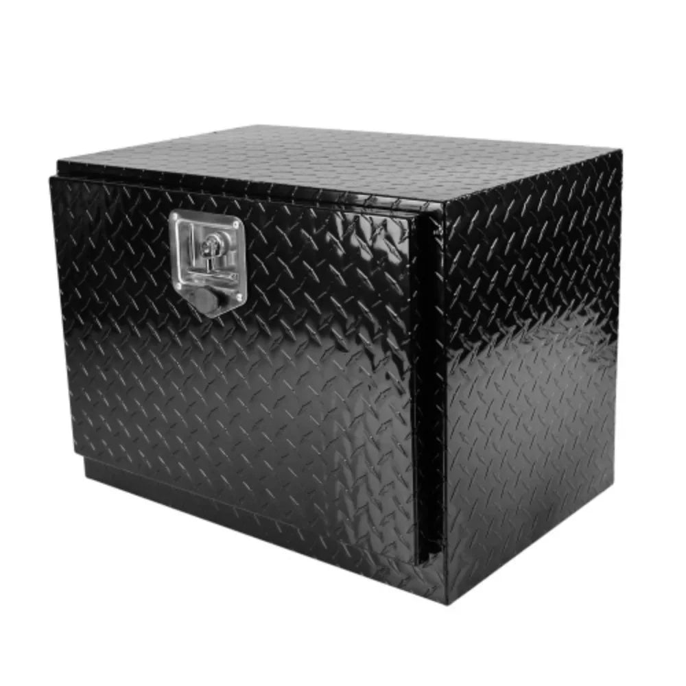 Aluminum box + Square 24"(24.2"×17.1"×17.9") + Black Plated Up Stripes RV 24 Square Organizer Tool Black Inch Waterproof and Box Toolbox Keys with Trailer Bed + Storage Truck Pick Lock Aluminum -