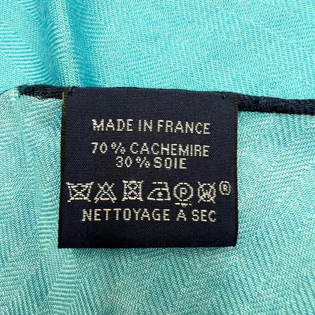 ladies silk cashmere HERMES blue Pre-Owned scarf triangle New) (Like Hermes