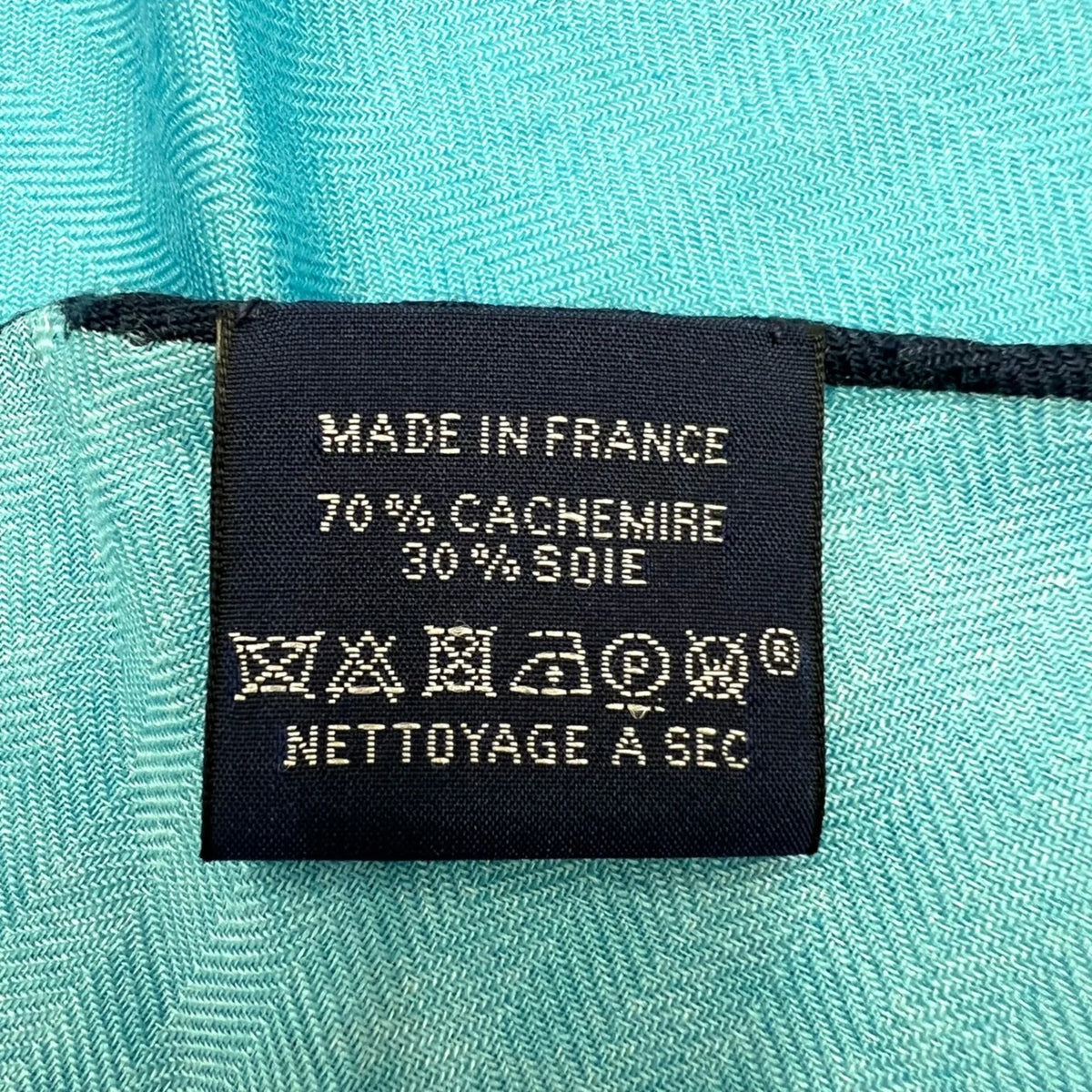 ladies silk cashmere HERMES blue Pre-Owned scarf triangle New) (Like Hermes