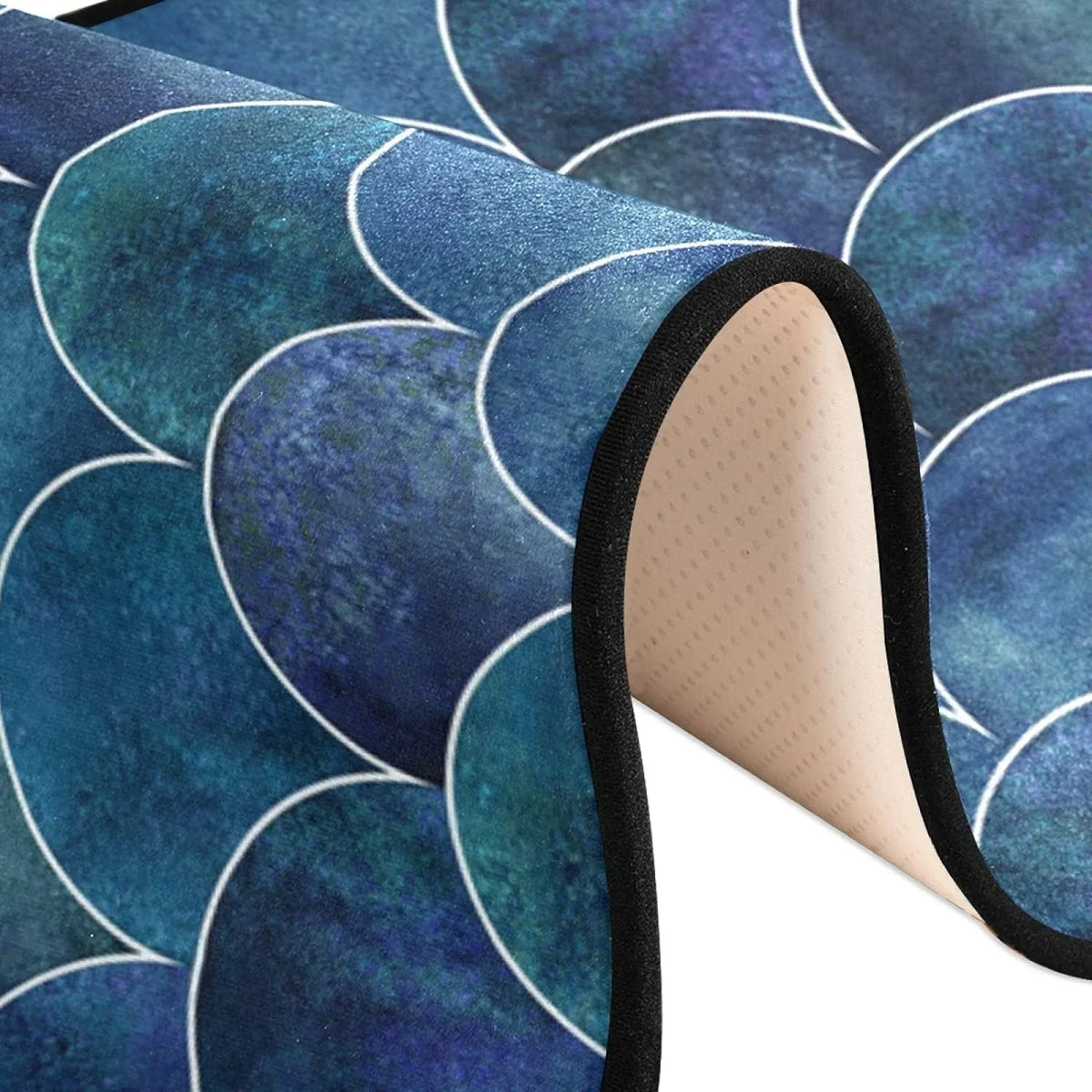 Fish Wave for Entryway Scale Ocean Rugs 72x24 Cushioned inch Mats Rugs Hallway Indoor 2x6 Non-Skid Runner Long Kitchen Japanese Floor Washable and