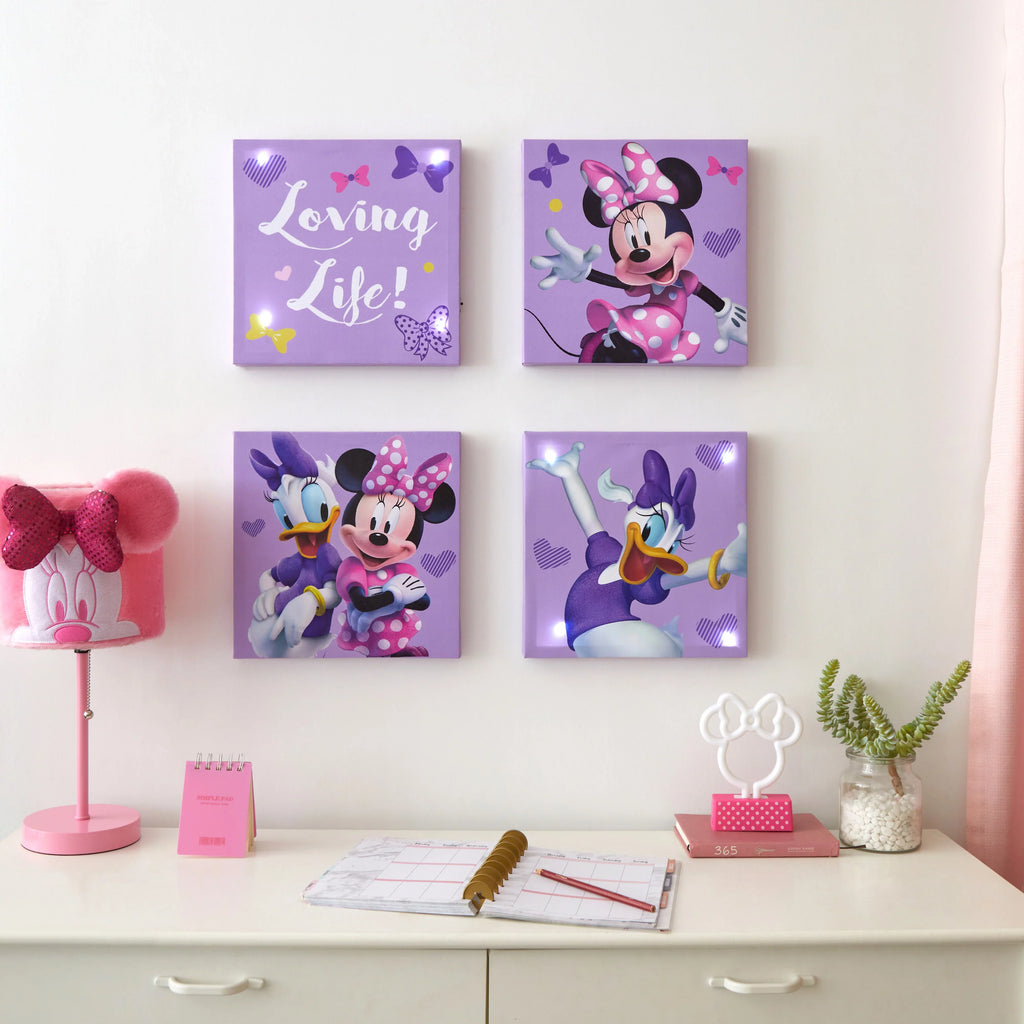 Minnie Art Canvas Mouse 4 Wall Disney Pink Pack Children's