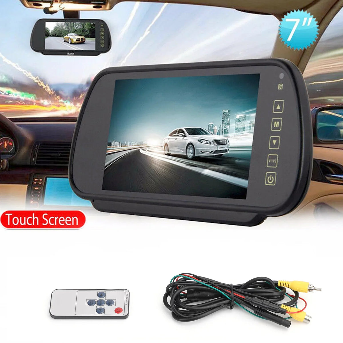 LCD Lens Rear Car 7" Reversing Bus MonitorSensors Screenfor View Car Camera