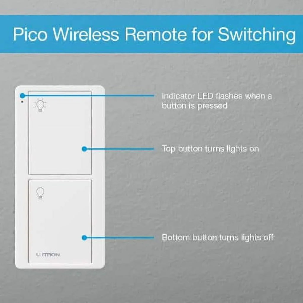 Lutron Home | White PJ2-2B-GWH-L01 Pico Caseta | Remote for On/Off Switch Switching Smart with Bracket Wallplate