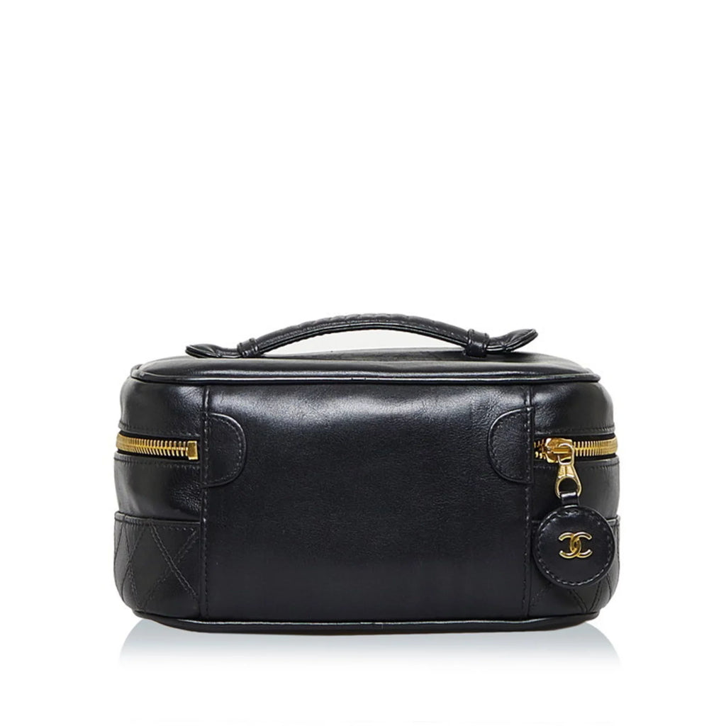 Black Handbag Bag Bicolore Cocomark (Fair) Vanity Pre-Owned Ladies Lambskin