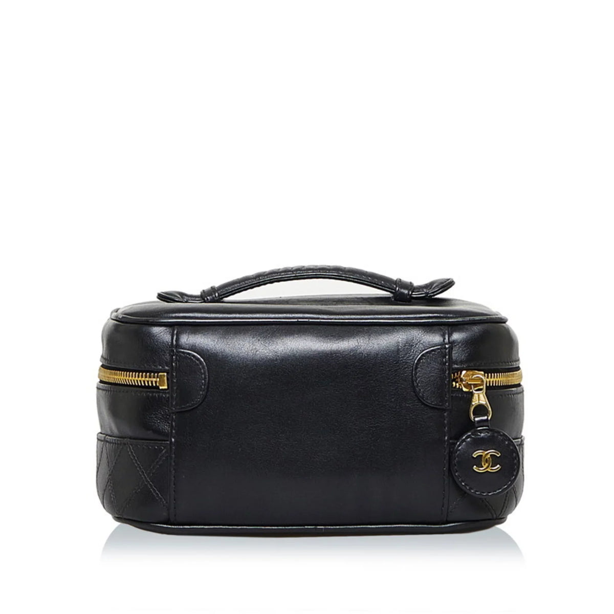 Black Handbag Bag Bicolore Cocomark (Fair) Vanity Pre-Owned Ladies Lambskin