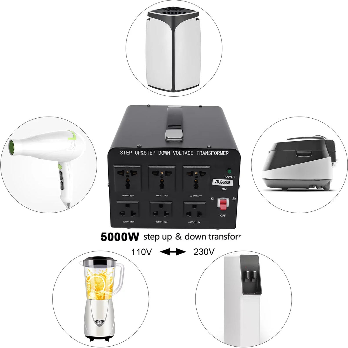 Convert Transformer 220V Heavy Watt Converter Duty to Voltage 110V 110V Step Loyalheartdy Up/Down 220V 5000 to Power Peak Converter / Electric Voltage