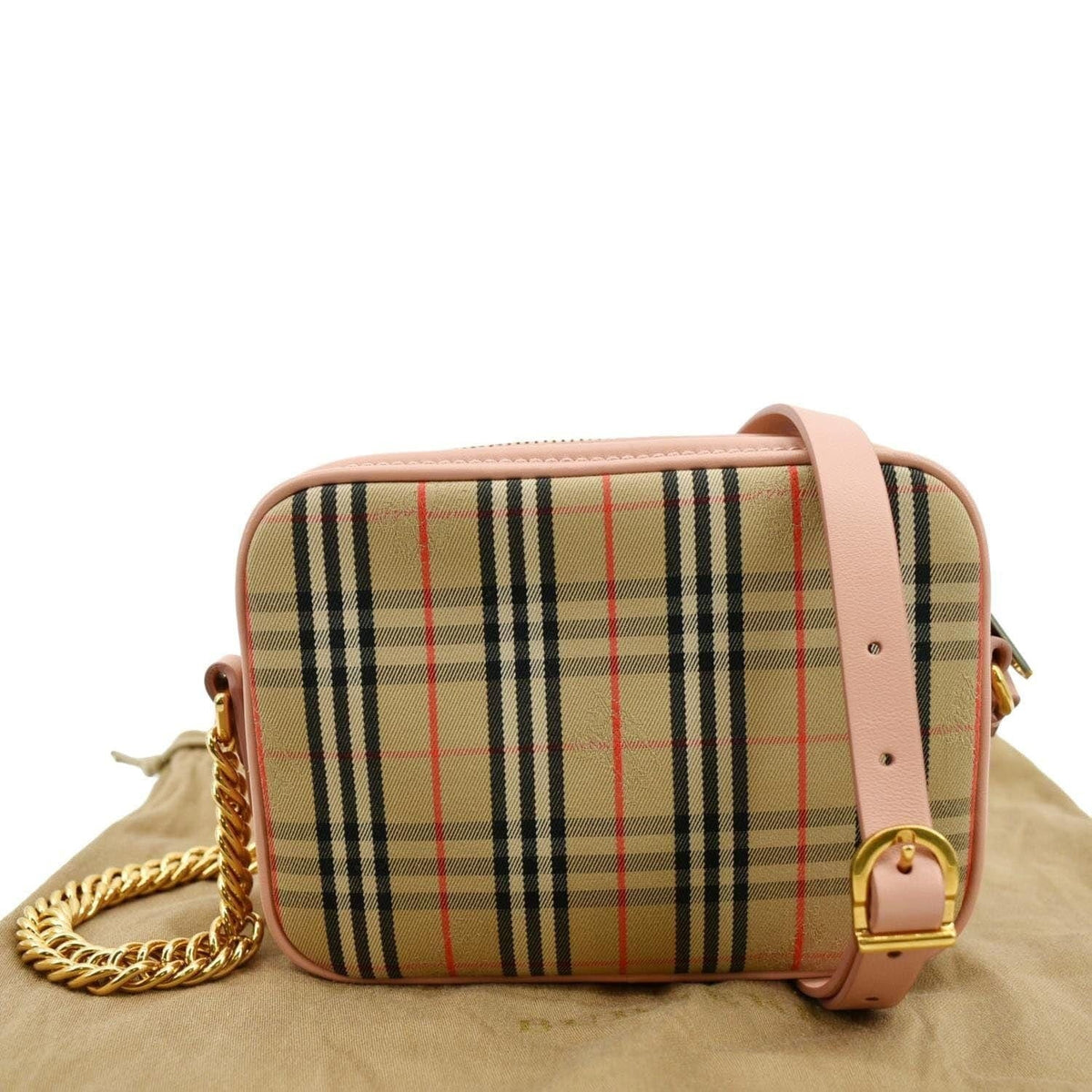 Camera Pre-owned Link Knight Bag BURBERRY Crossbody Pink Light 1983 Check