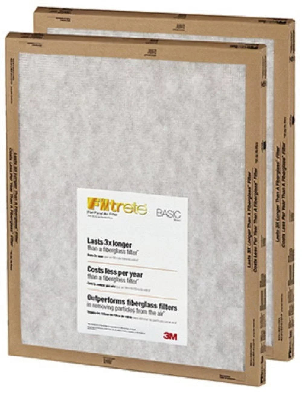 2 20" 1" x 3M of Basic Disposable Flat 24 Filtrete 2 - MERV x 20" Air Quantity Pack Filters Panel FPL02-2PK-24