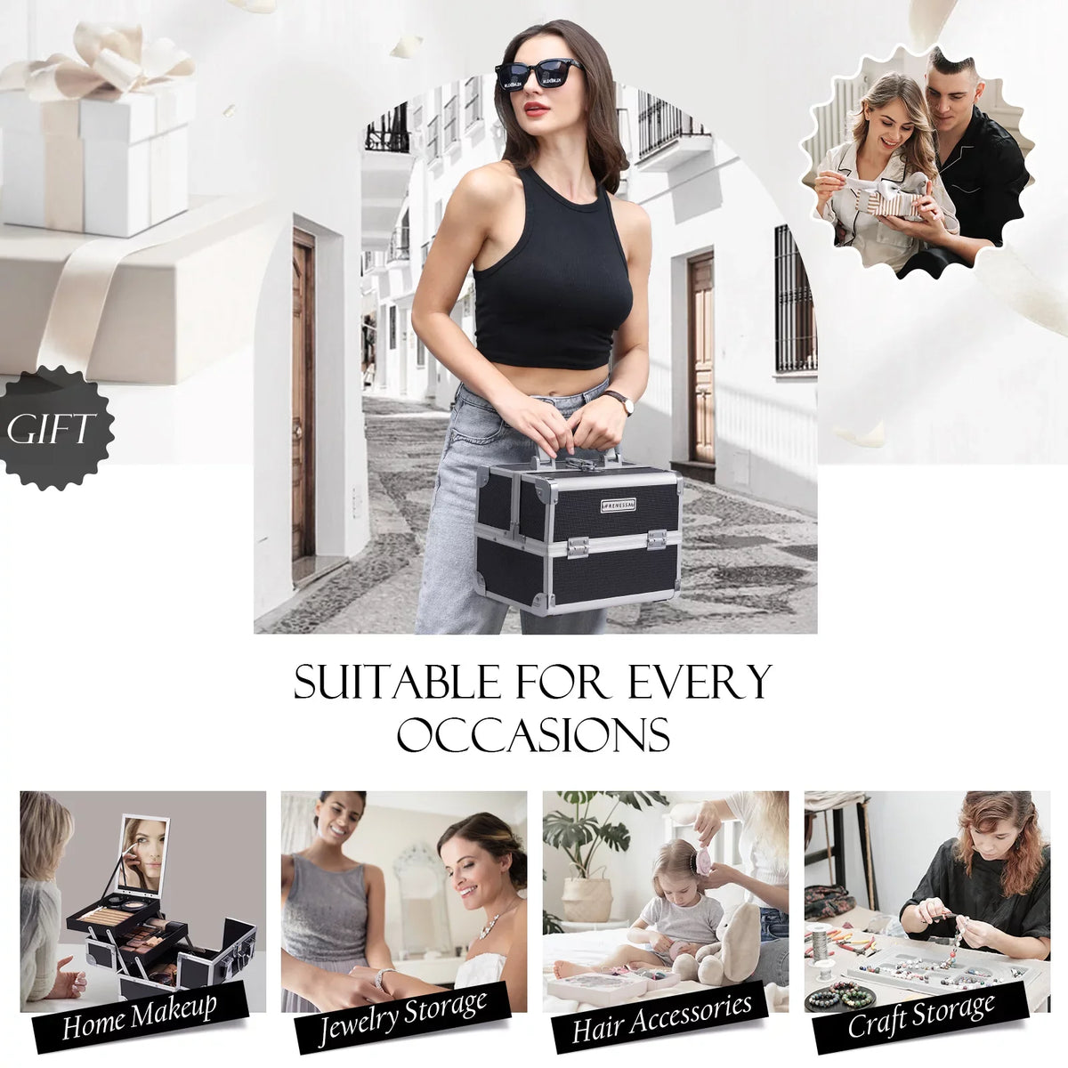Organizer Trays with Lockable Train Mirror 2 Joligrace Storage Case Box Makeup Makeup Case Cosmetic