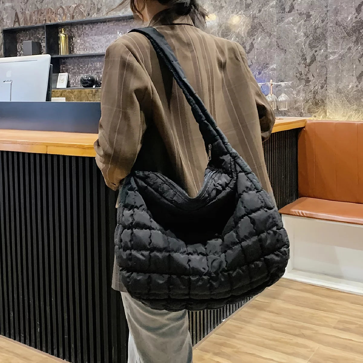 Argyle Filled Junior Capacity Crossbody For Cotton Tote, Work Padded Bag, Bag Hobo Large Tote Quilted Quilted Shoulder