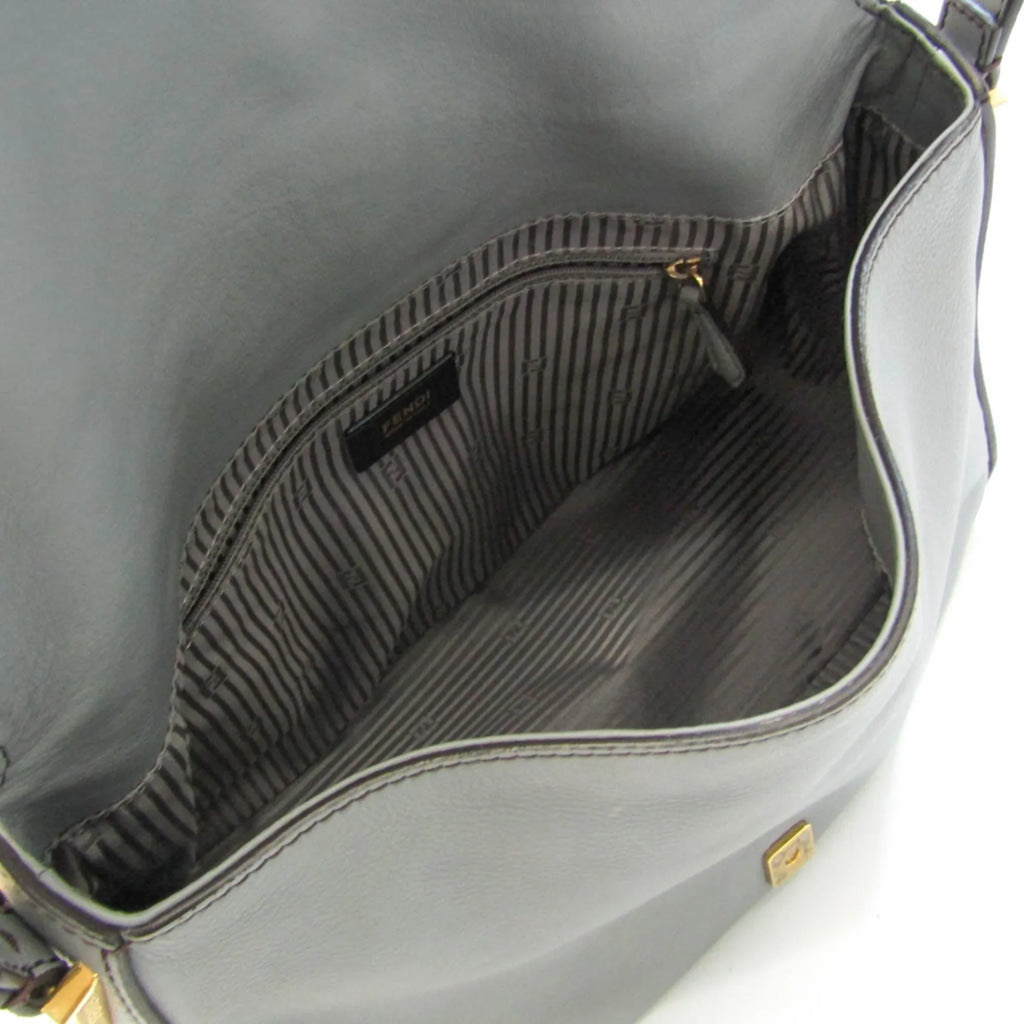 (Good) Bag Shoulder Bucket Leather Gray Women's Mamma Fendi Pre-Owned Big 8BR638
