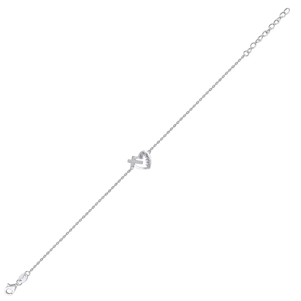 Link Cross wristband Rolo Silver and 925 for Women Auriga Heart Zirconia Sterling Cubic