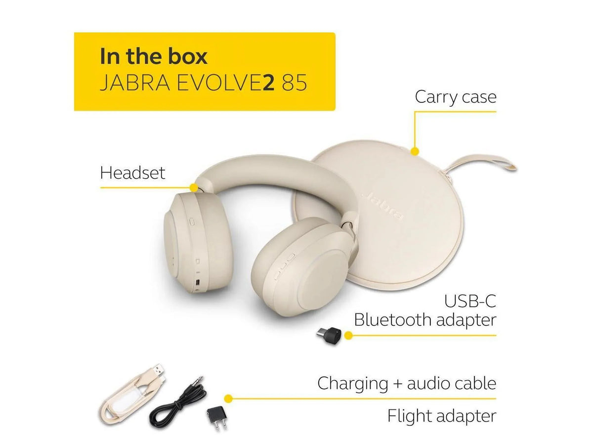 Headphones Wireless Teams 85 / - Evolve2 MS Beige - Jabra Headset USB-C Stereo Music