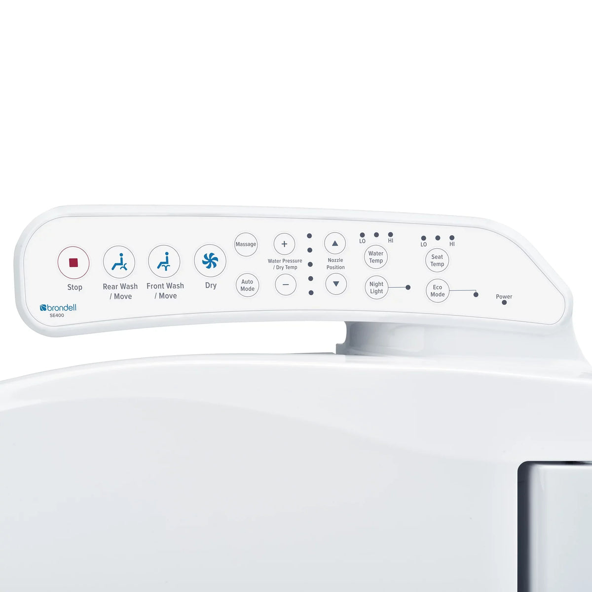 Bidet Seat Stainless White Brondell Dryer Steel SE400 Nozzle, Round Sidearm, Swash and with