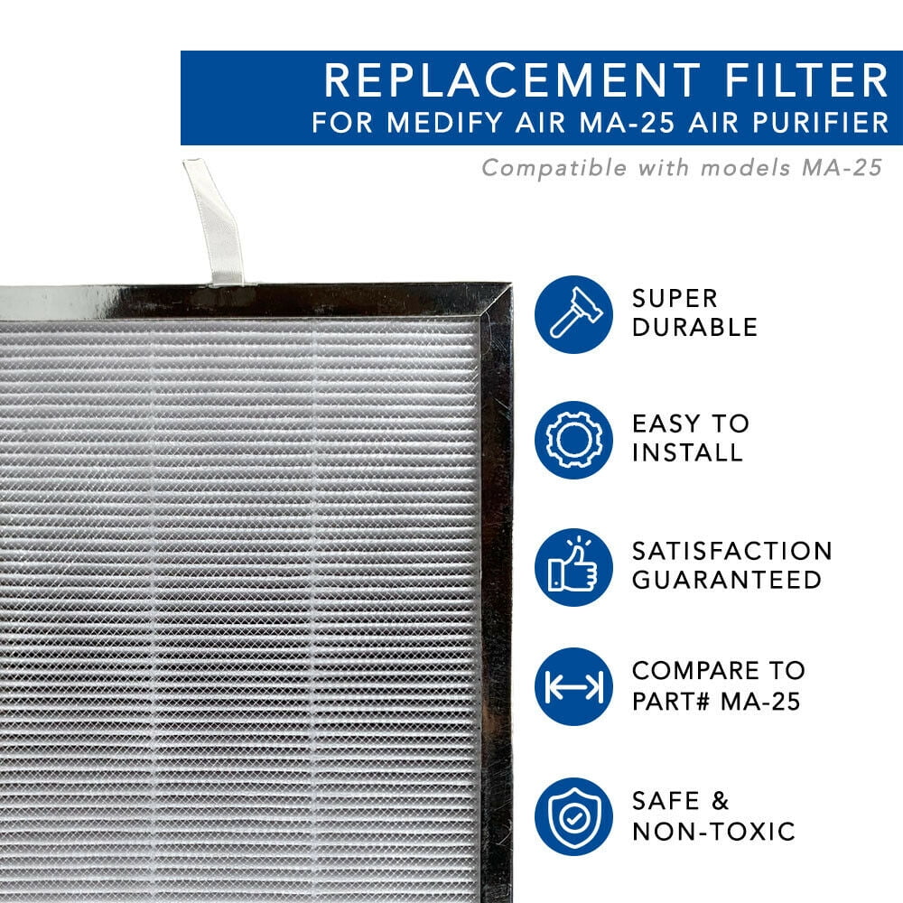 Clean Replacement (2 Dust, MA-25 Air Out Filter Dirt, Medify MaximalPower Debris, Pack the True Smoke, HEPA in Odor Grime, Pack) for 2 Air