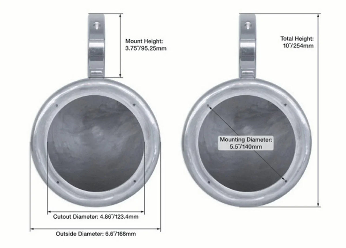 Rockville Speaker Mount 360° Black Swivel 2) Pods Surface Aluminum 5.25" MAC525B