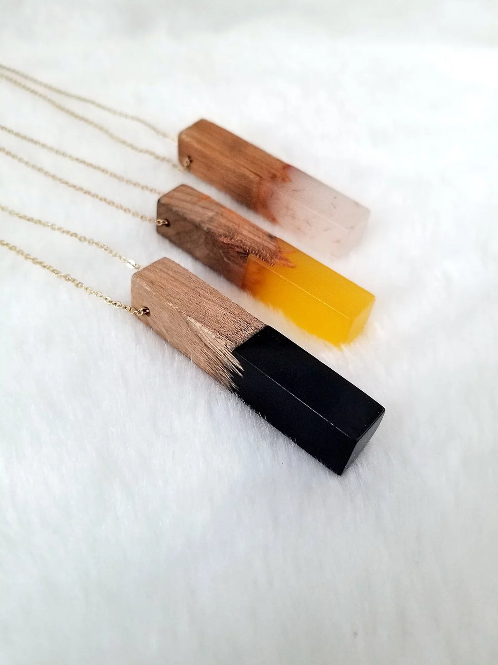 Wood Boutique Box Yellow Pendant Inc Bar | Necklace Women Wooden Anniversary for Resin Gift Blue Vertical