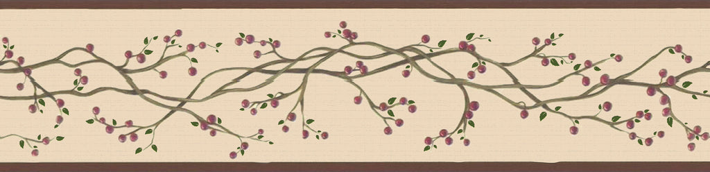 Winterberries on Peel Stick Red, 7 Retro Deco x Vine, Border Wallpaper ft in Dundee and Sepia 15 -