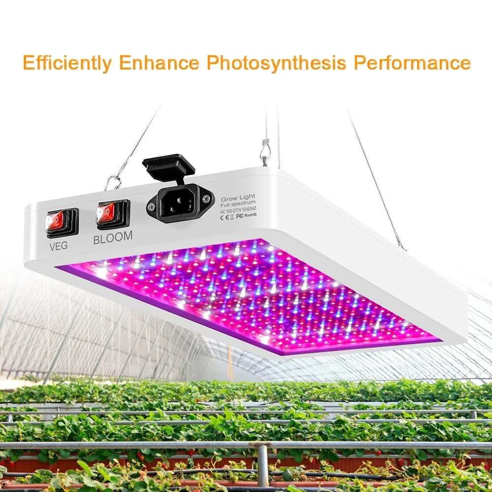 Abanopi Seedlings Plants 312 Spectrum for 2000W and Switch Bloom Greenhouse IP65 LED Veg Waterproof LEDs Indoor for Flowers Full Dual Plant Growing Grow Lamps Light Hanging