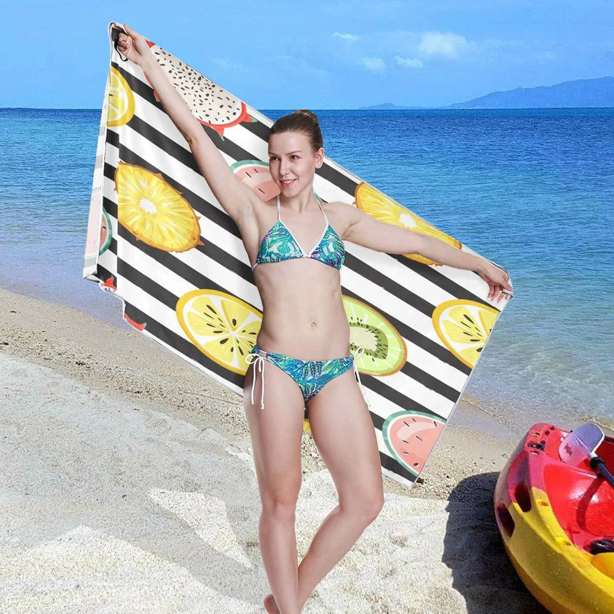 Towel, Towel Microfiber Thin Swim Free Oversized Tropical Towel Beach Sand Lightweight Quick Fruit Yoga 30”X60” Multipurpose Towel Pool Bestwell Shower Blanket, Slice Dry Bath