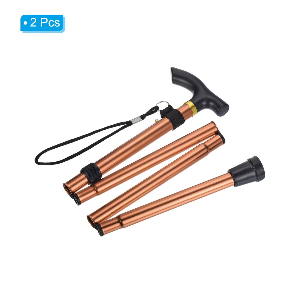 Telescopic Poles Alloy Pole Collapsible Uxcell Trekking Hiking Aluminum Brown, 2Pack