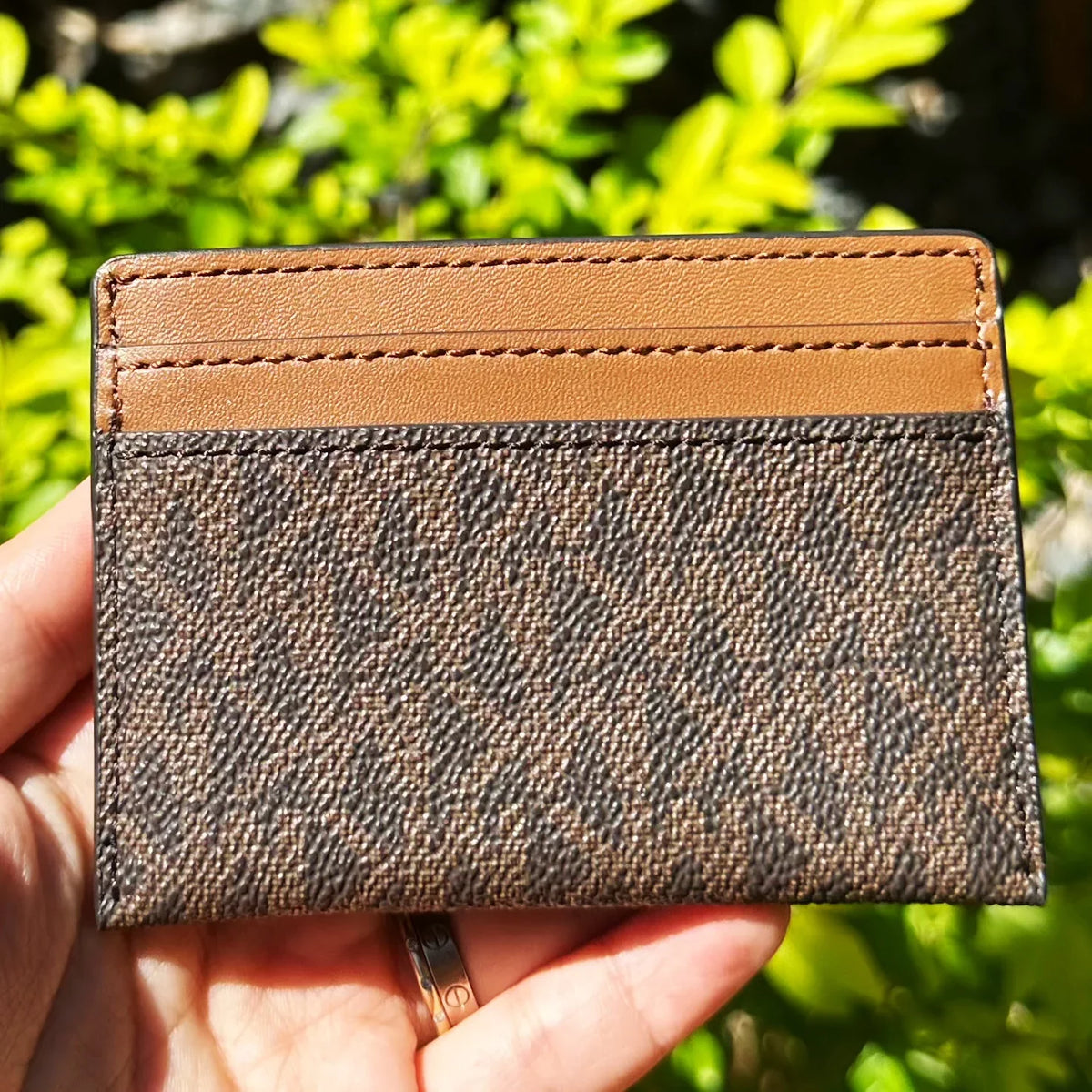 MK Holder Wallet Reed Brown Signature Large Kors Logo Card Michael