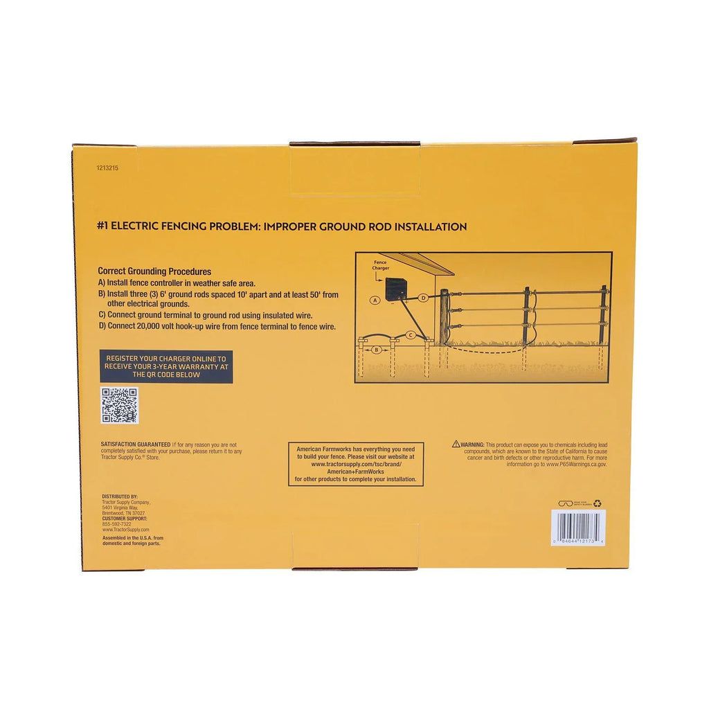 FarmWorks AC-Powered Joule 6.7 American Low 120-Mile Impedance Electric Charger Fence