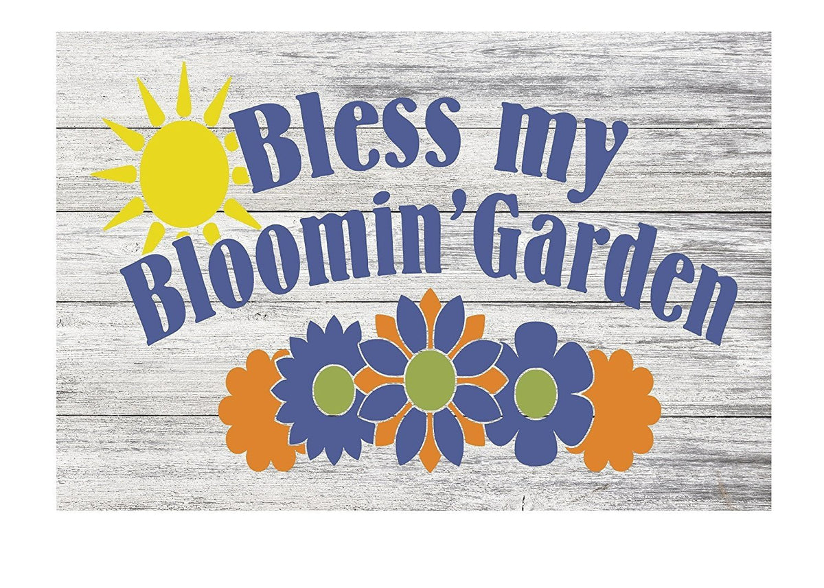 Metal 12" Shabby Gardening Chic - Decor Garden my Bless Bloomin' Home x 8" Sign