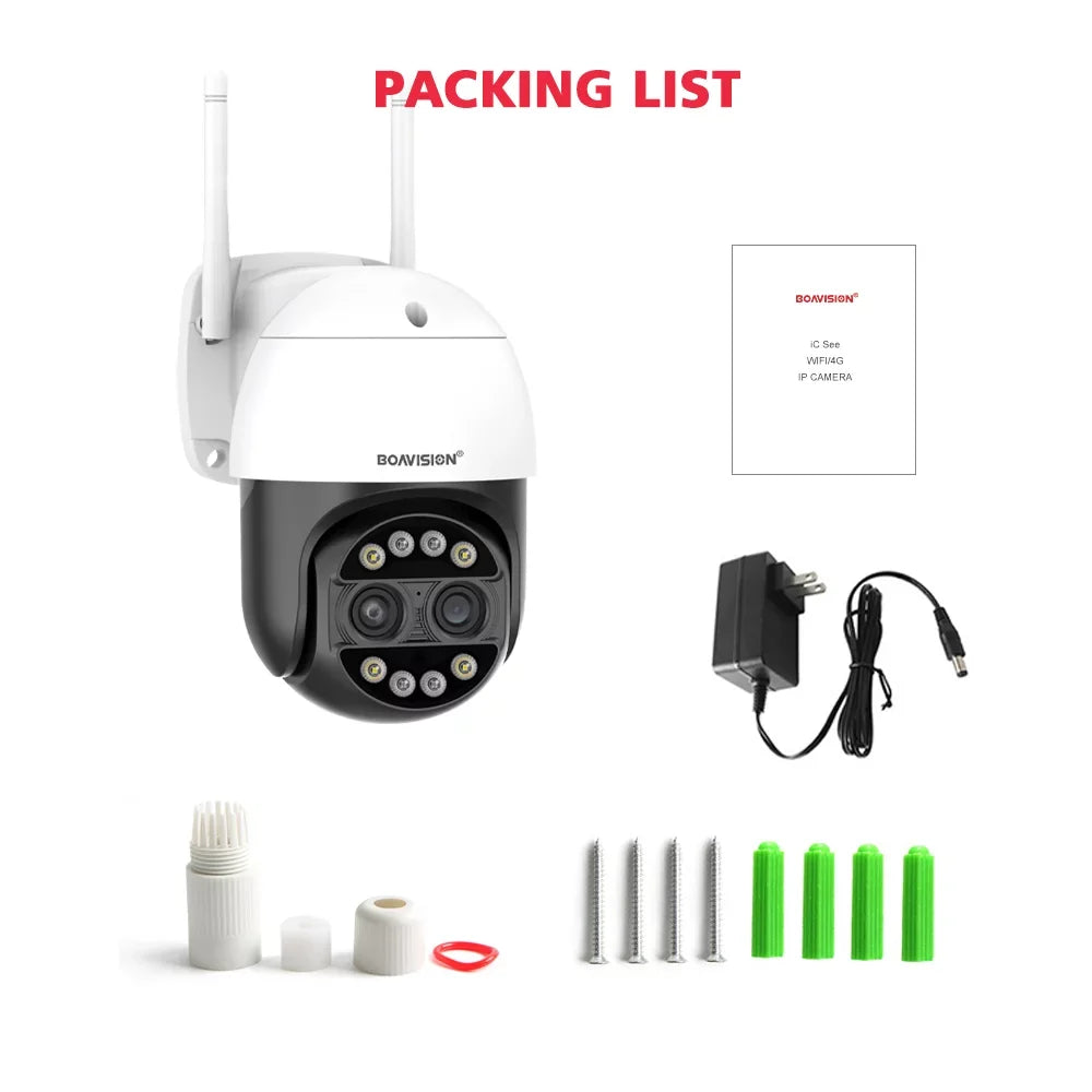 Lens Home Security Dual Outdoor HD Wireless Camera IP CCTV Camera ICSee WiFi PTZ