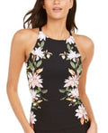 BLACK High-Neck Printed X-Small Top, Klein Tankini ROSEWOOD Calvin Crossback US
