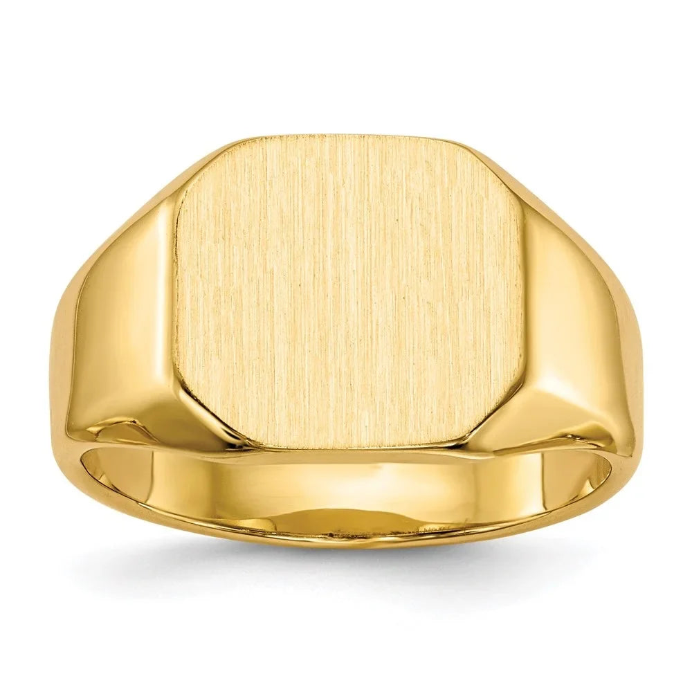 8 12.5x11.0 Mens mm Ring Gold Signet for Closed Yellow Back Size Auriga 14K
