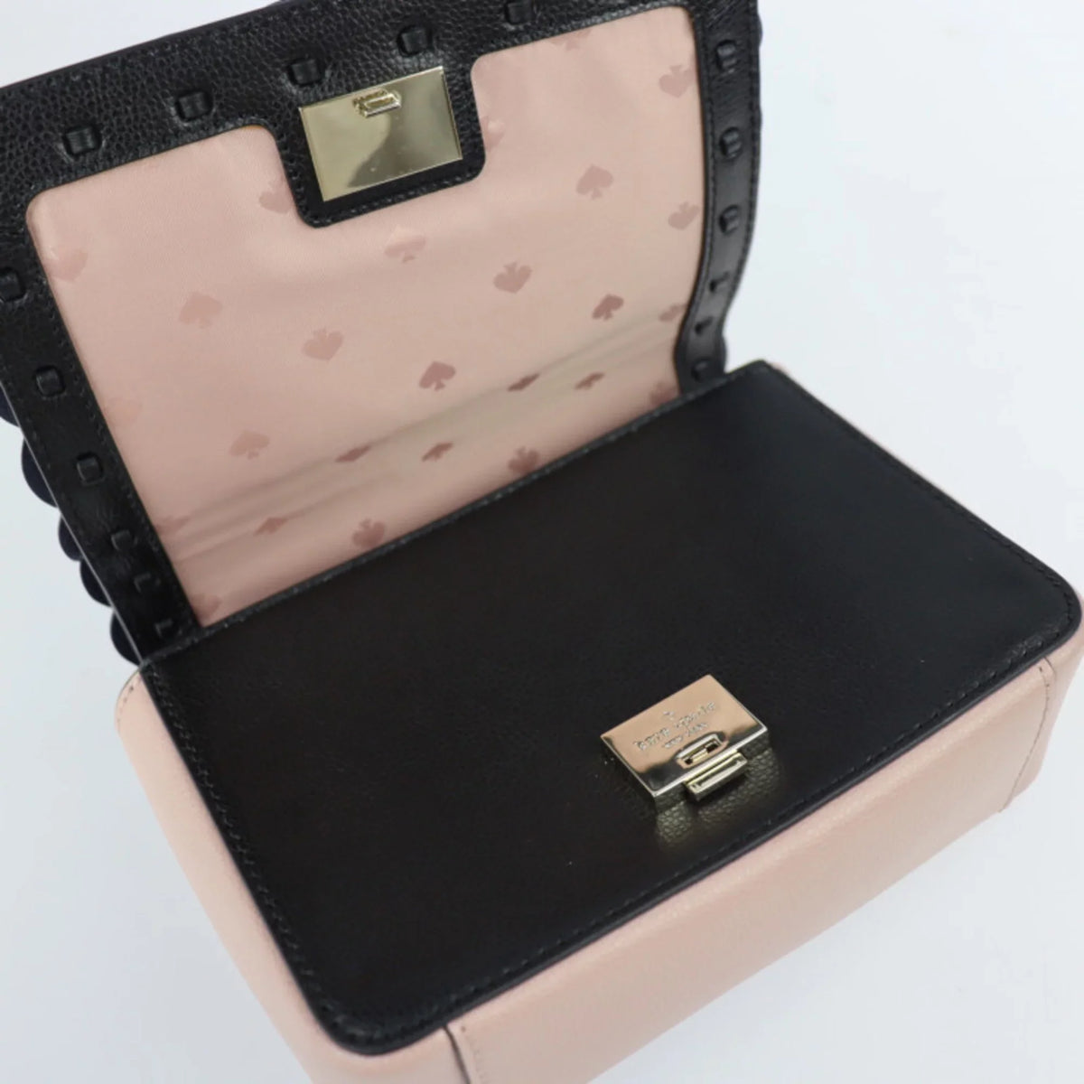 (Good) shoulder grommet Spade black Patternson Pre-Owned handbag punching WKRU5899 bag gold leather Kate beige drive hardware pink 2WAY Maisy